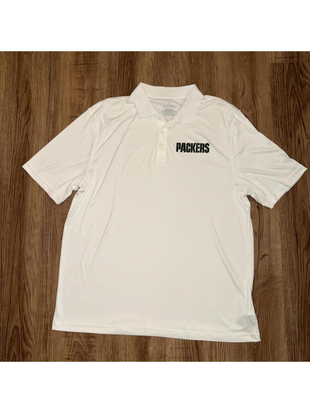Green Bay Packers Men’s White Polo Shirt Size 2XL XXL Fanatics New Without Tags